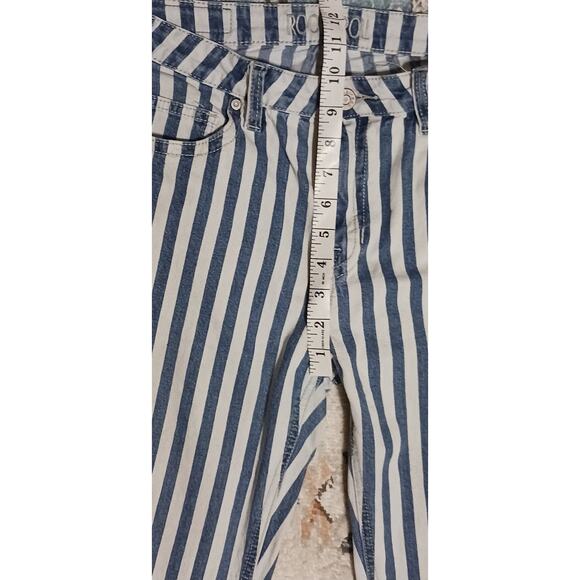 Rock & Roll Denim Womens Stripe High-Rise Flare Jeans tag 30x34 actual 30Wx31L - Picture 5 of 11